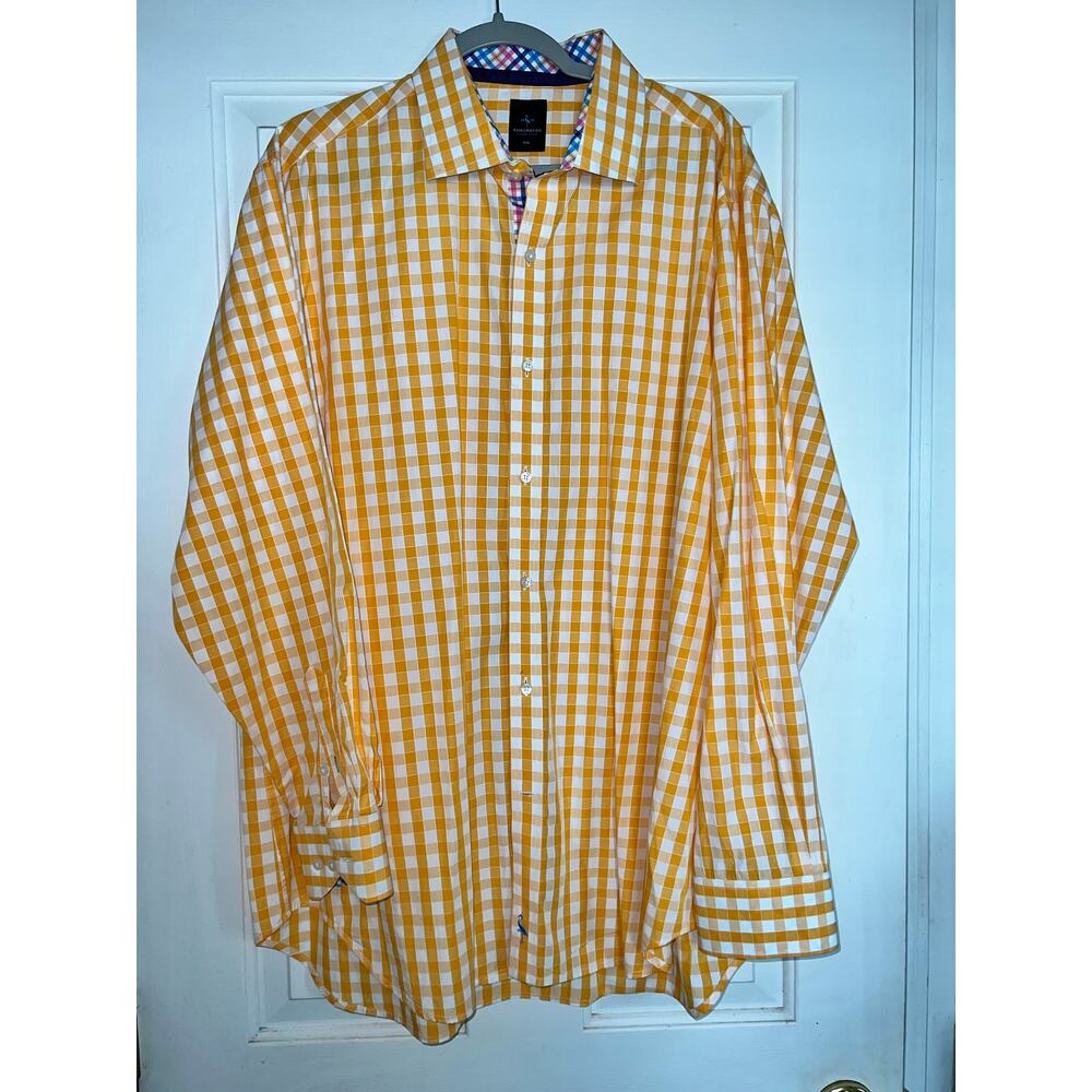 Tailorbyrd orange checkered long sleeve button-up flip cuff - size XXL